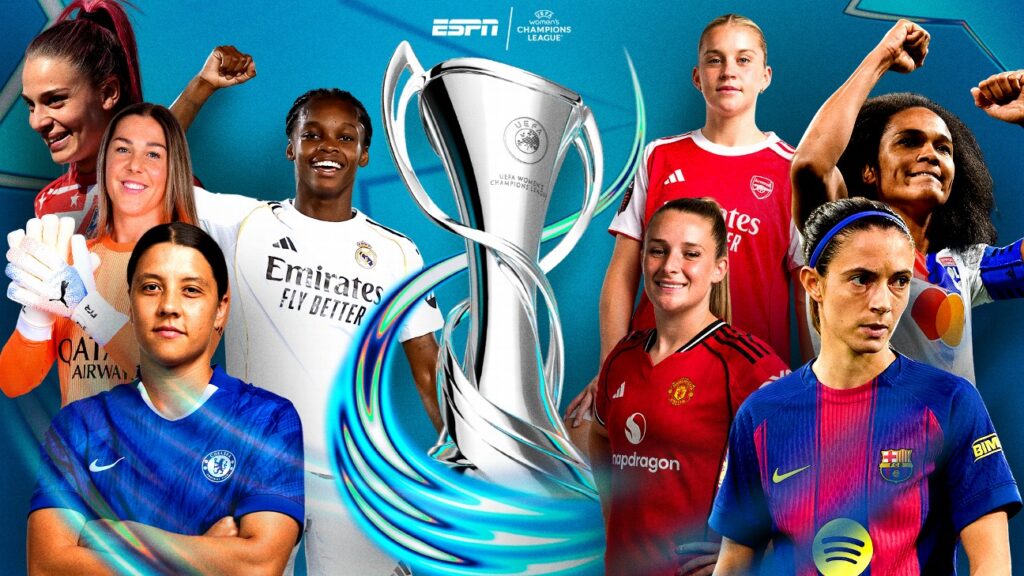 A reta decisiva da UEFA Women’s Champions League ganha destaque na programação da ESPN e do Disney+ nesta semana, com a transmissão dos jogos de volta das quartas de final reunindo alguns dos maiores clássicos do futebol europeu.
