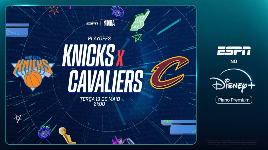 A reta decisiva da temporada da NBA ganha destaque na programação da ESPN e do Disney+ nesta terça-feira (19), com a transmissão ao vivo do Jogo 1 da Final da Conferência Leste entre New York Knicks e Cleveland Cavaliers, direto do Madison Square Garden, em Nova York.